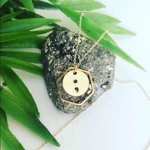 Semicolon mental health necklace jewelry
